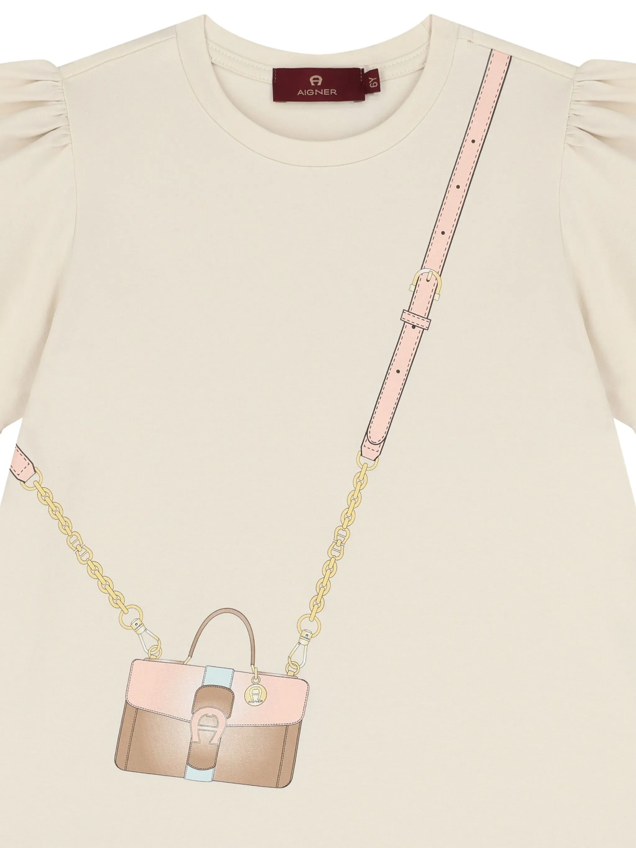 Платье с объемными рукавами и оборками Aigner Kids, бежевый — фото 3