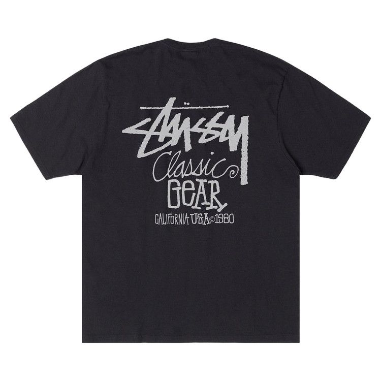 Футболка Stussy Classic Gear Tee Pigment Dyed 'Faded Black/White' — фото 2