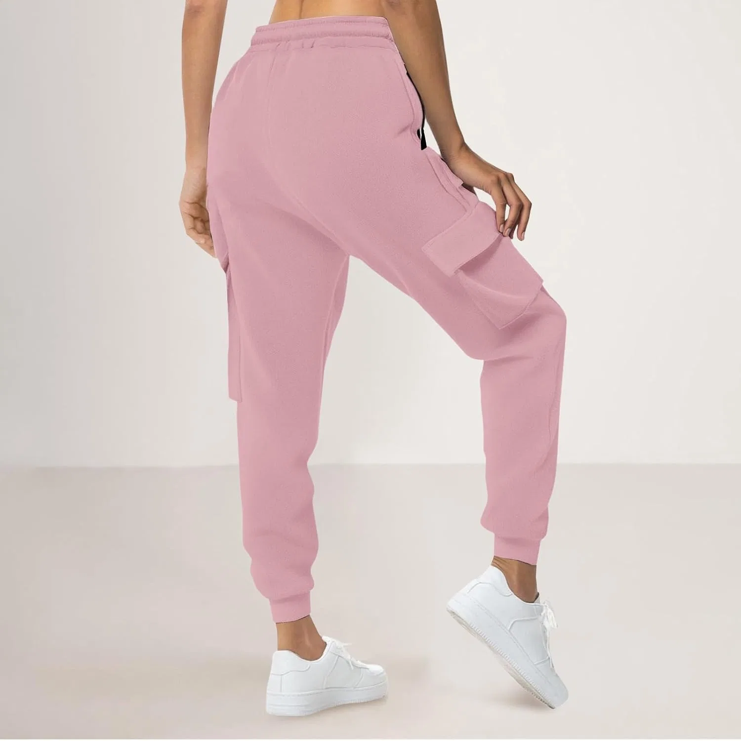 Спортивные брюки карго, высокие, с завышенной талией, Generic, Pink — фото 3