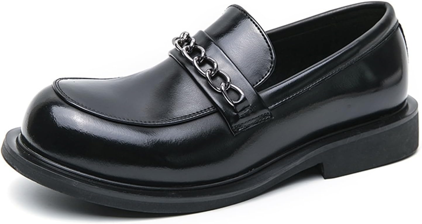 

Мужские кожаные лоферы с цепочкой на платформе, удобные, с круглым носком, массивным каблуком, для бизнеса и повседневной носки, с рифленой подошвой, толстой подошвой, для ходьбы Generic, коричневый