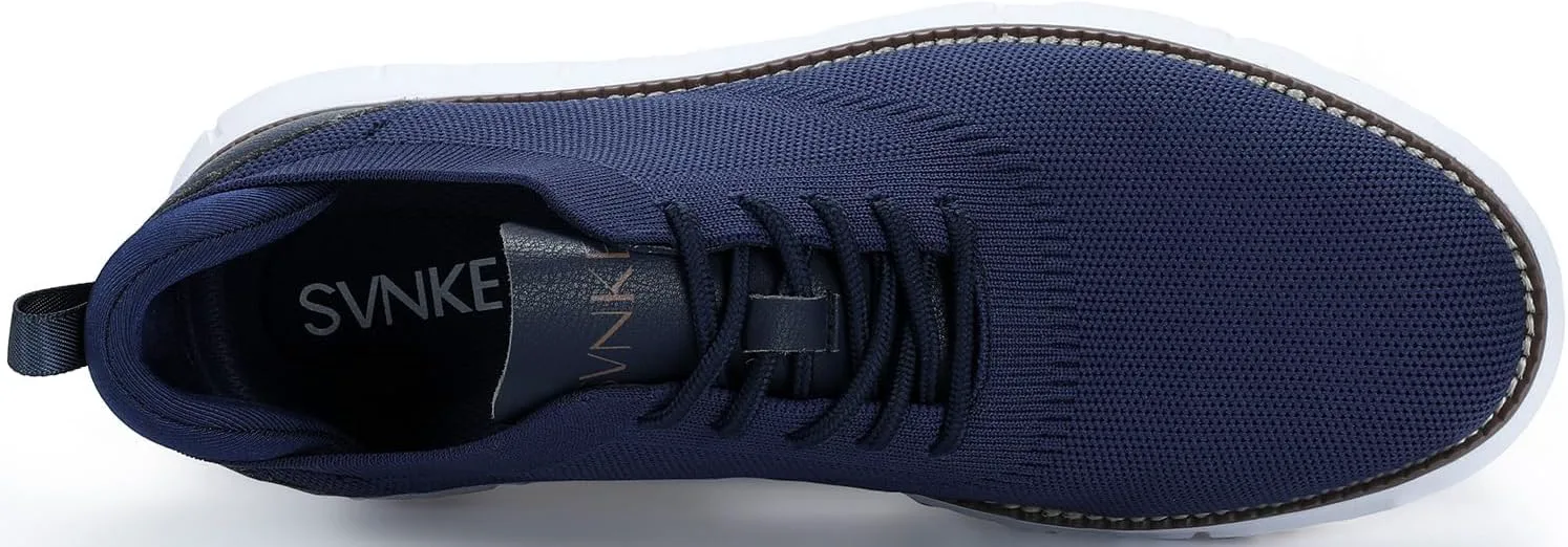 

Мужские сетчатые туфли на шнуровке, повседневные деловые оксфорды, легкие дышащие кроссовки для ходьбы, удобная обувь с толстой подошвой, теннисная обувь SVNKE, синий