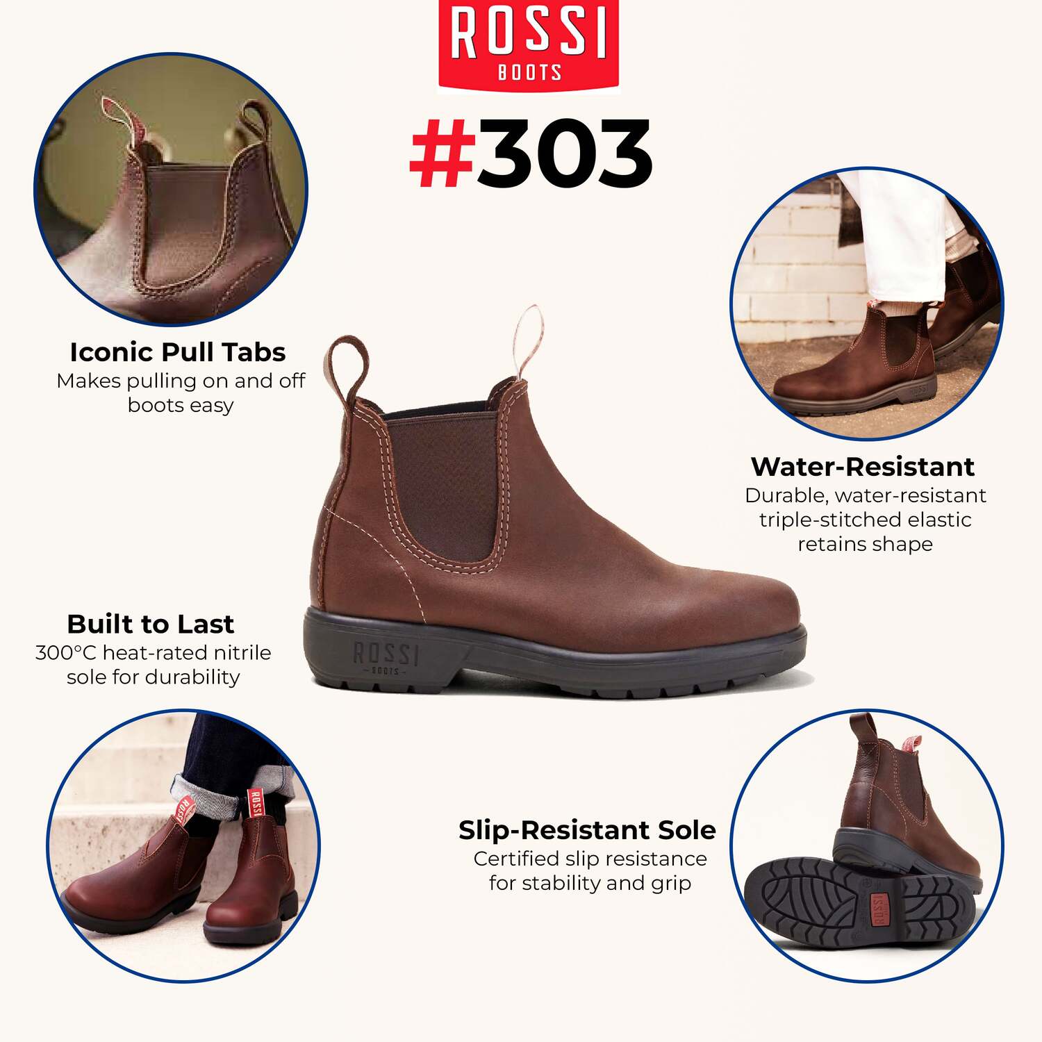 Ботинки челси Rossi 303 Endura Redwood Brown Leather Rossi Boots — фото 2