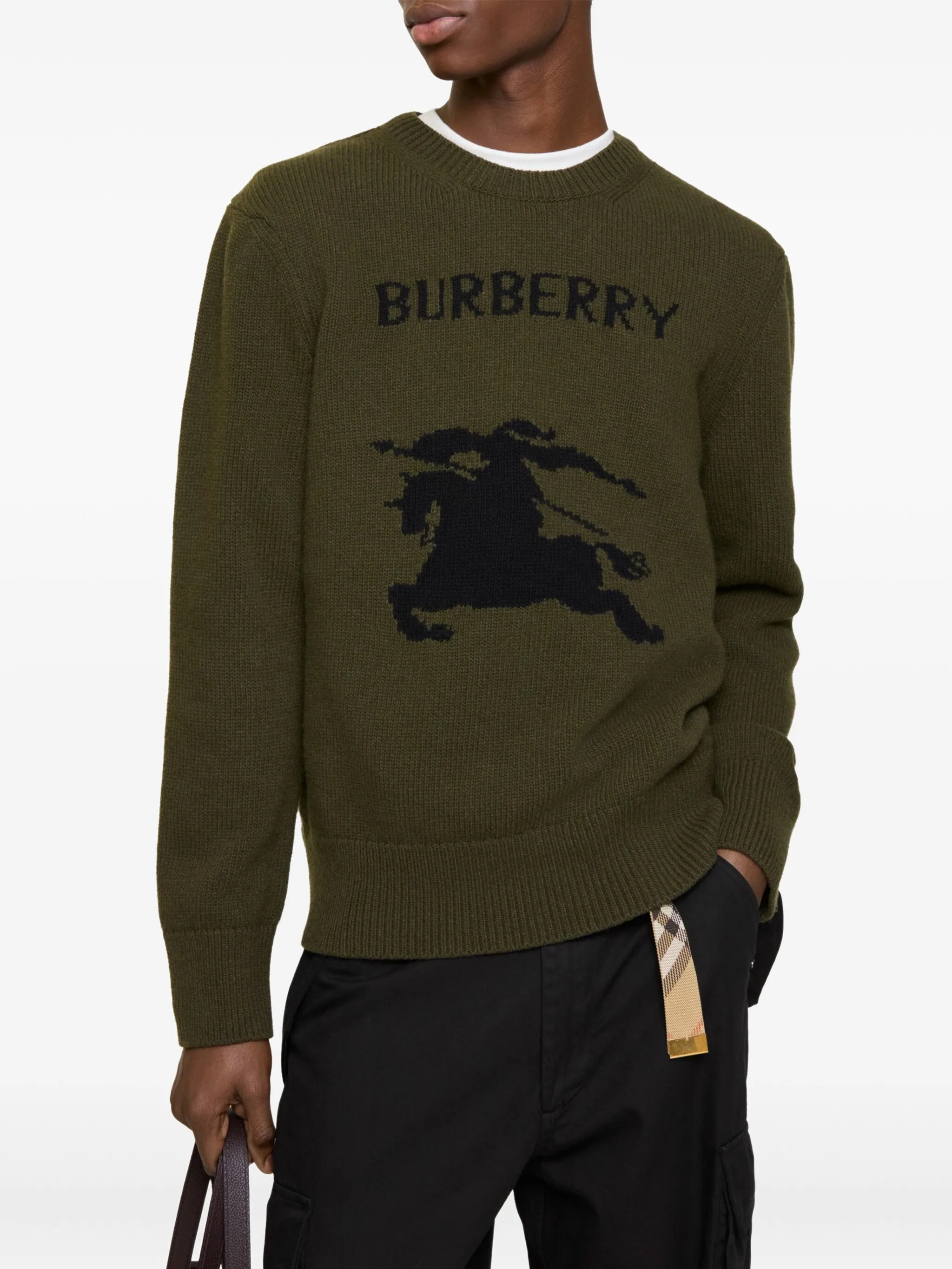 Свитер Burberry интарсия, шерсть и альпака, зеленый — фото 2
