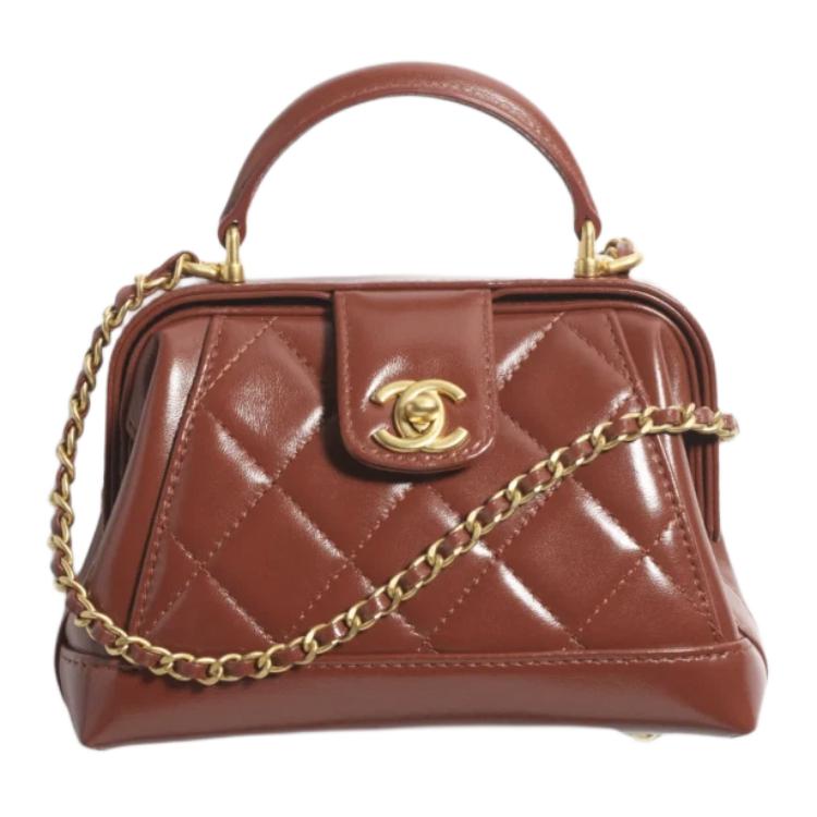 

CHANEL Кожаная сумка через плечо женская коричневая