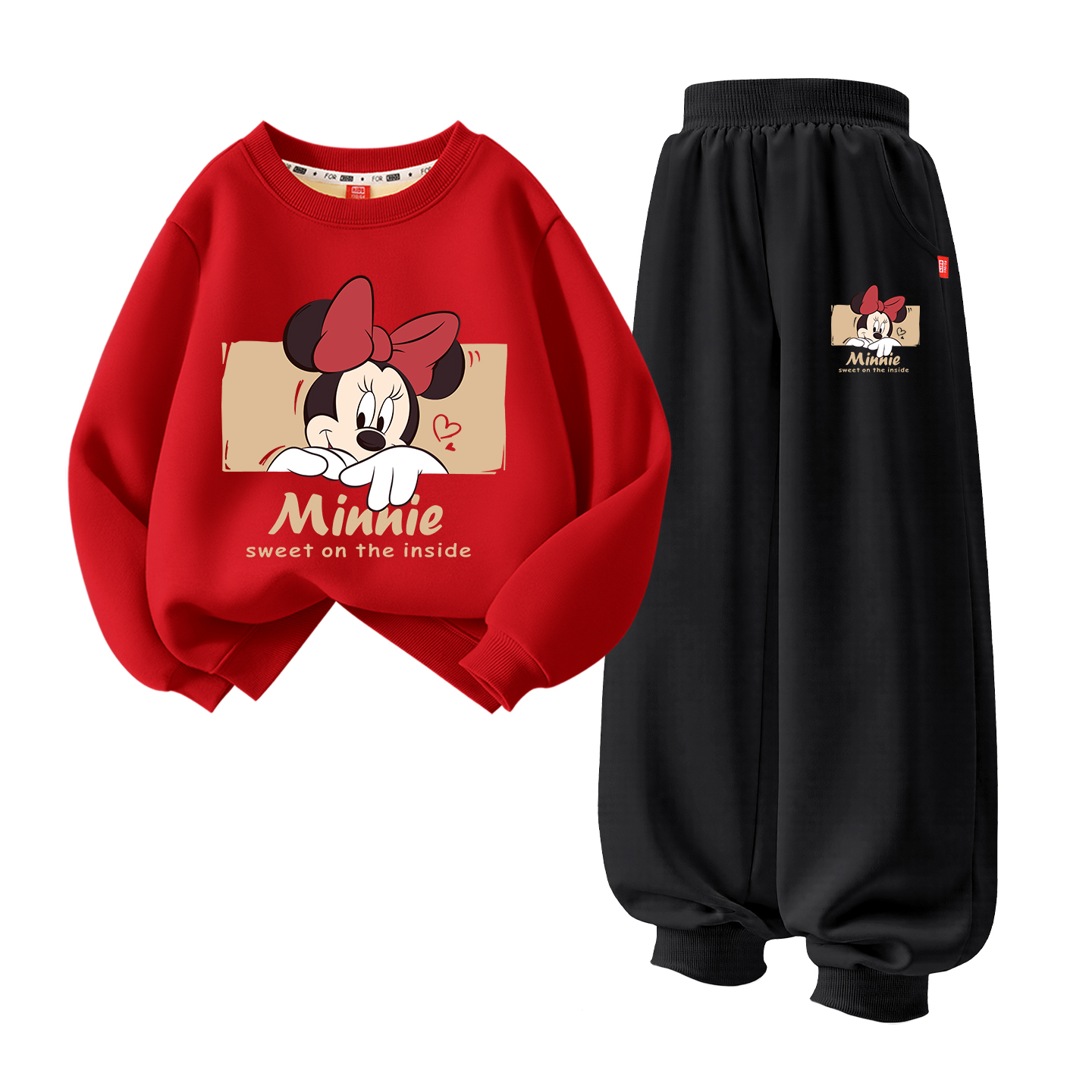 Детская повседневная спортивная одежда Disney, [Thickened and Fleece-Lined]Dudu Hide Red+Dudu Hide K Gray — фото 2