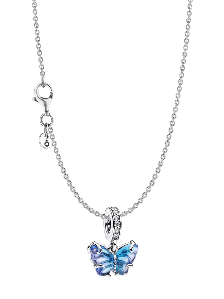 

Pandora Женское ожерелье с бабочками из муранского стекла синего цвета