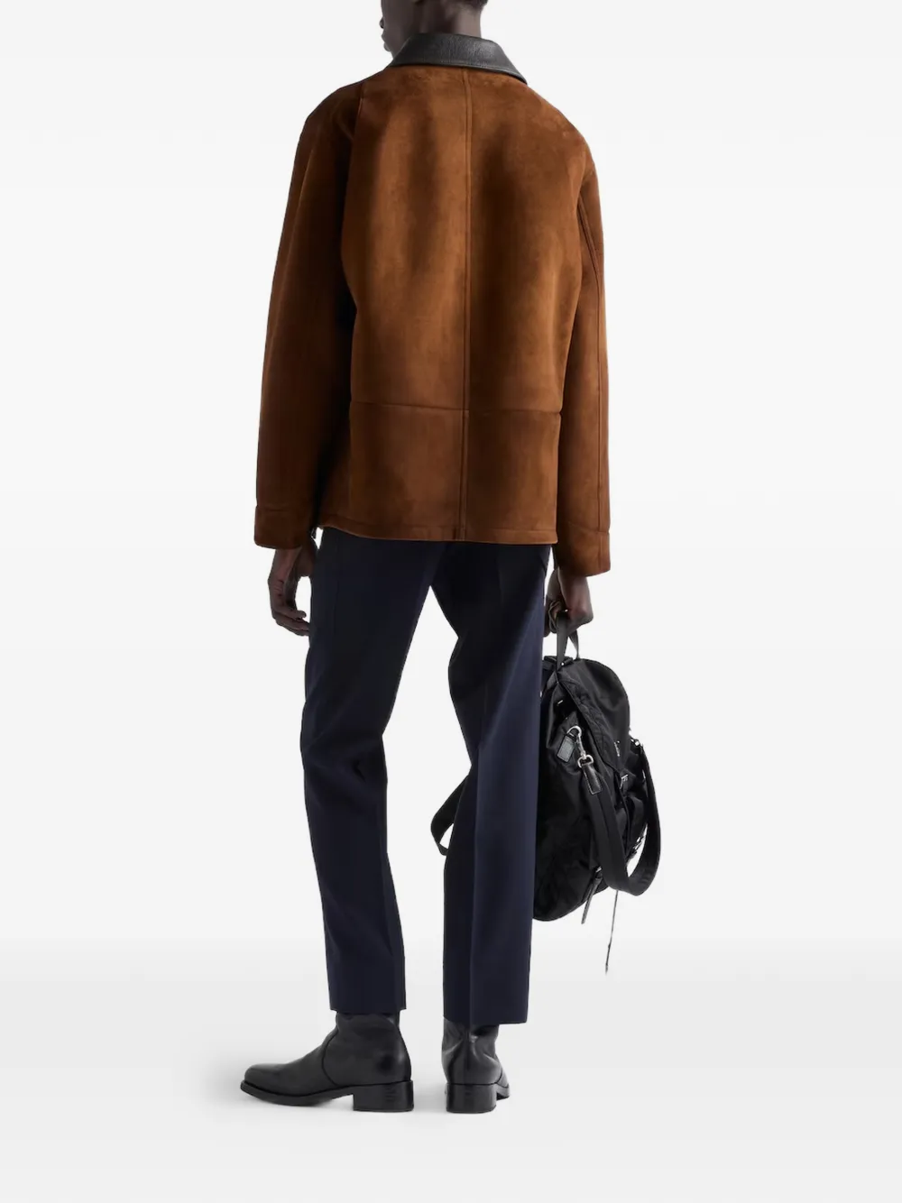 Замшевая куртка-кабан Prada, коричневый — фото 3
