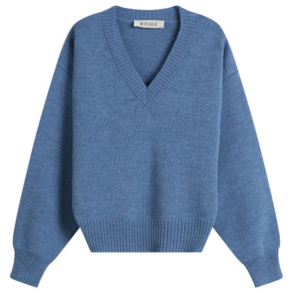 

Вязаный джемпер с V-образным вырезом Róhe, denim синий melange