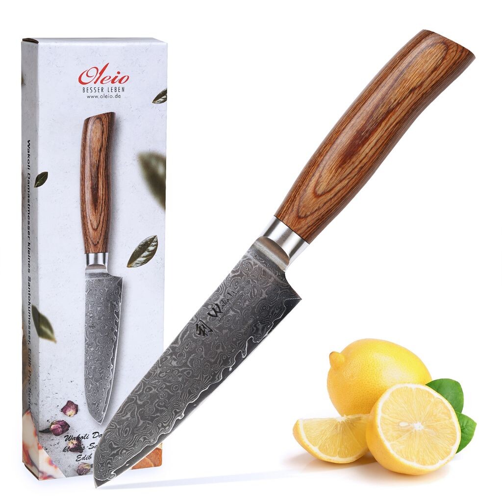 

Нож Wakoli EDIB Pro Damascus Santoku маленький I лезвие 11 см I деревянная ручка Pakka