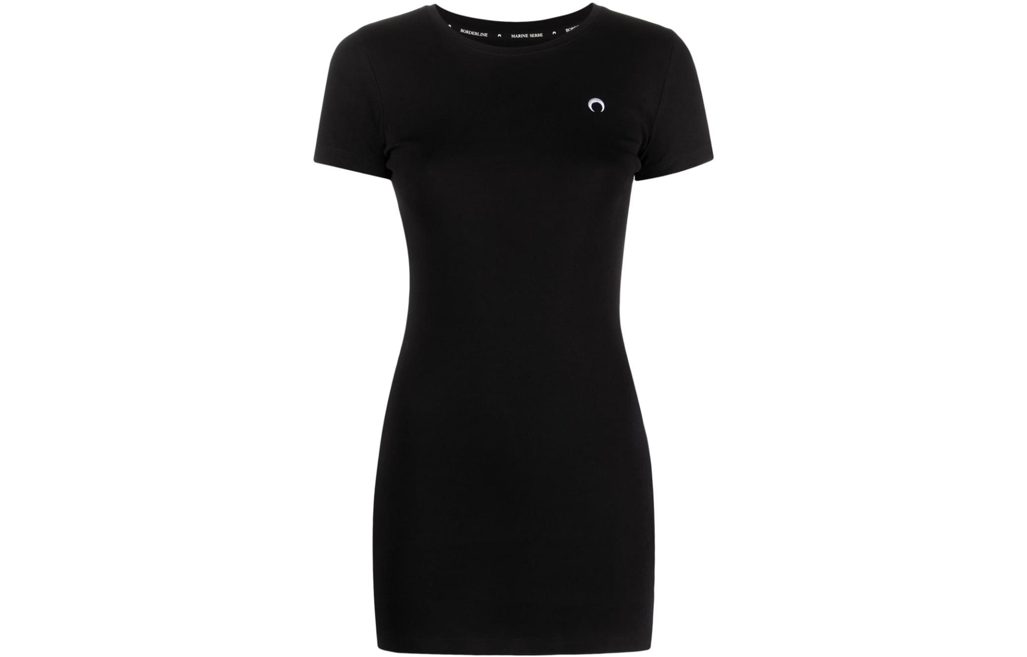 

Футболка-платье из органического хлопка с мелкой резинкой Marine Serre, черный