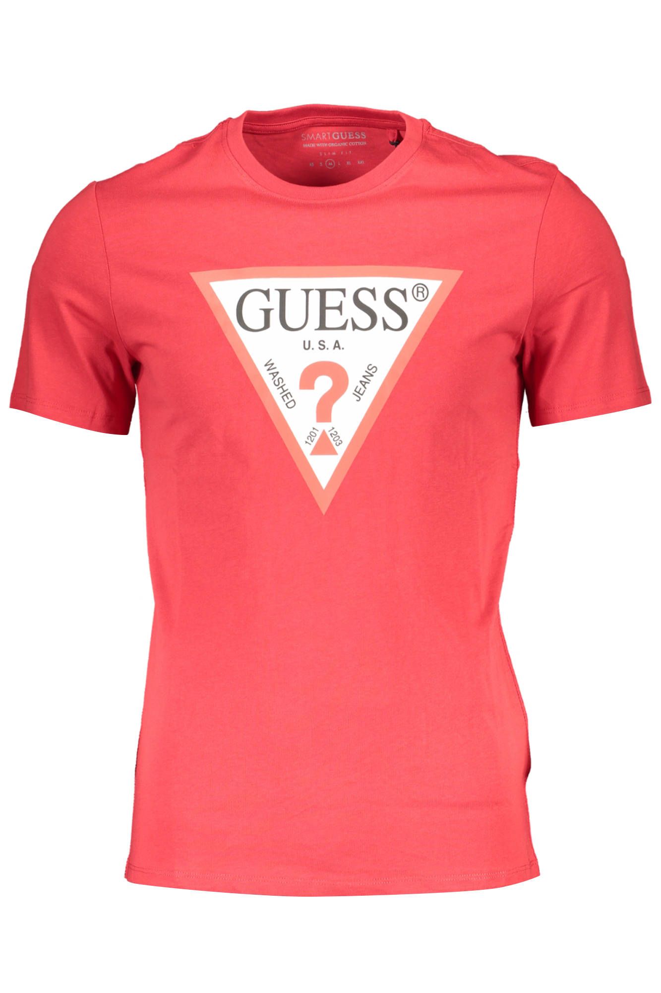 

Красная хлопковая мужская футболка Guess Shoes