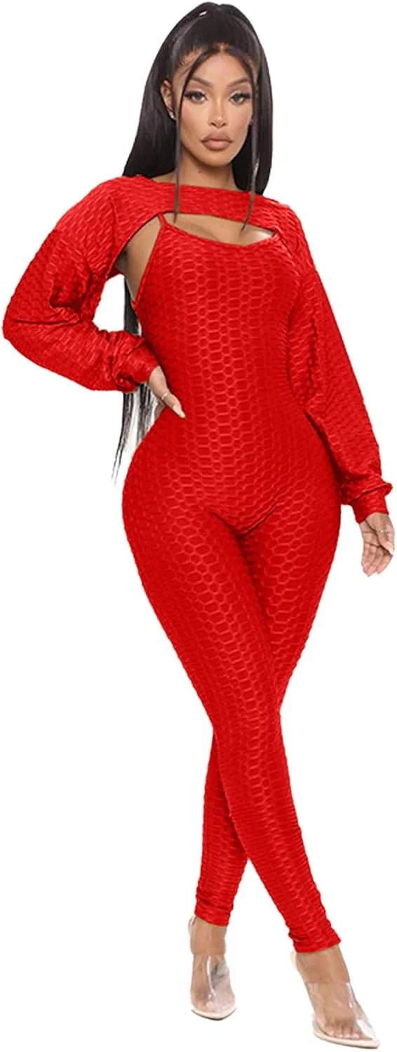Женский спортивный комплект топ и брюки Yoga Sleeve, Polyester, красный