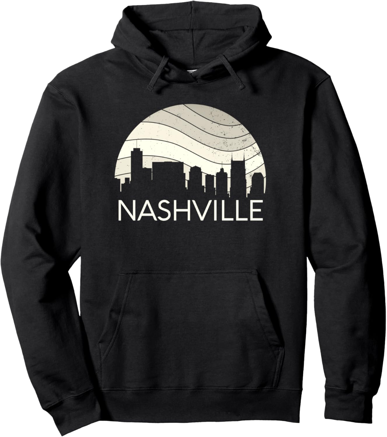 

Ретро-худи в стиле Нэшвилла, штат Теннесси, с винтажным силуэтом города и элементами кантри-музыки Nashville Vintage Tee Co, черный