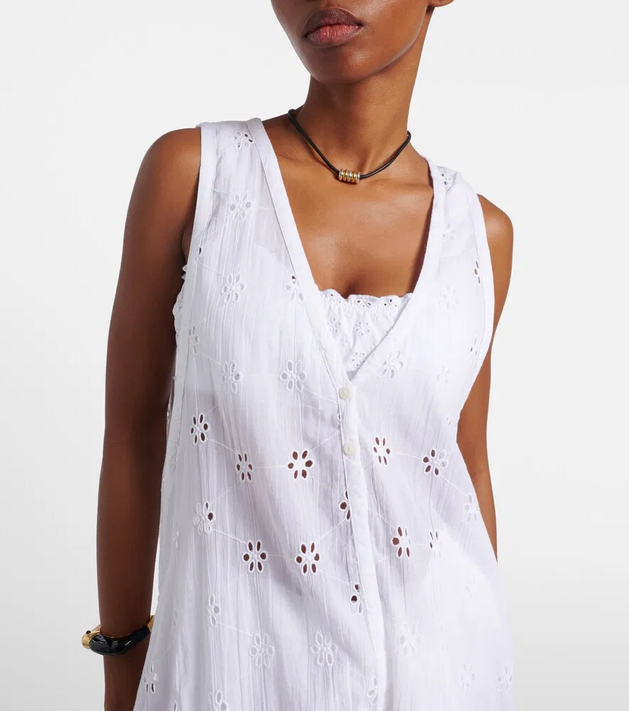 Пляжное платье из хлопка Broderie anglaise Polo Ralph Lauren, белый — фото 3