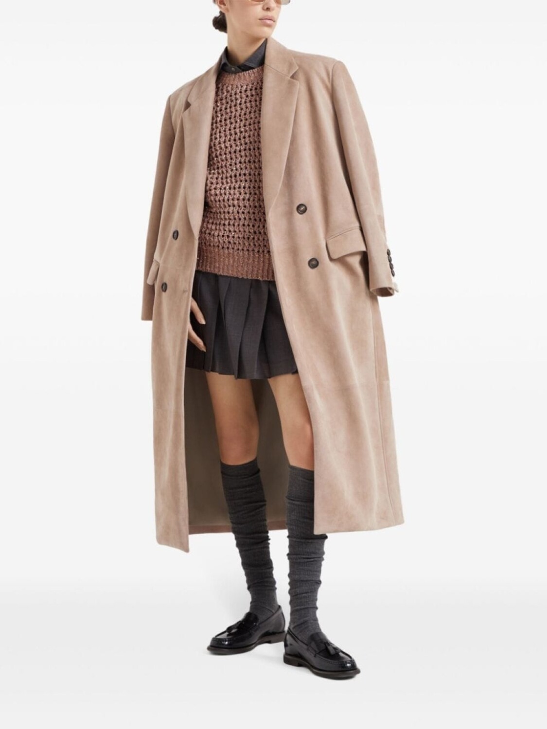 Brunello Cucinelli рубашка из вирджинской шерсти с декором Monili, серый — фото 2