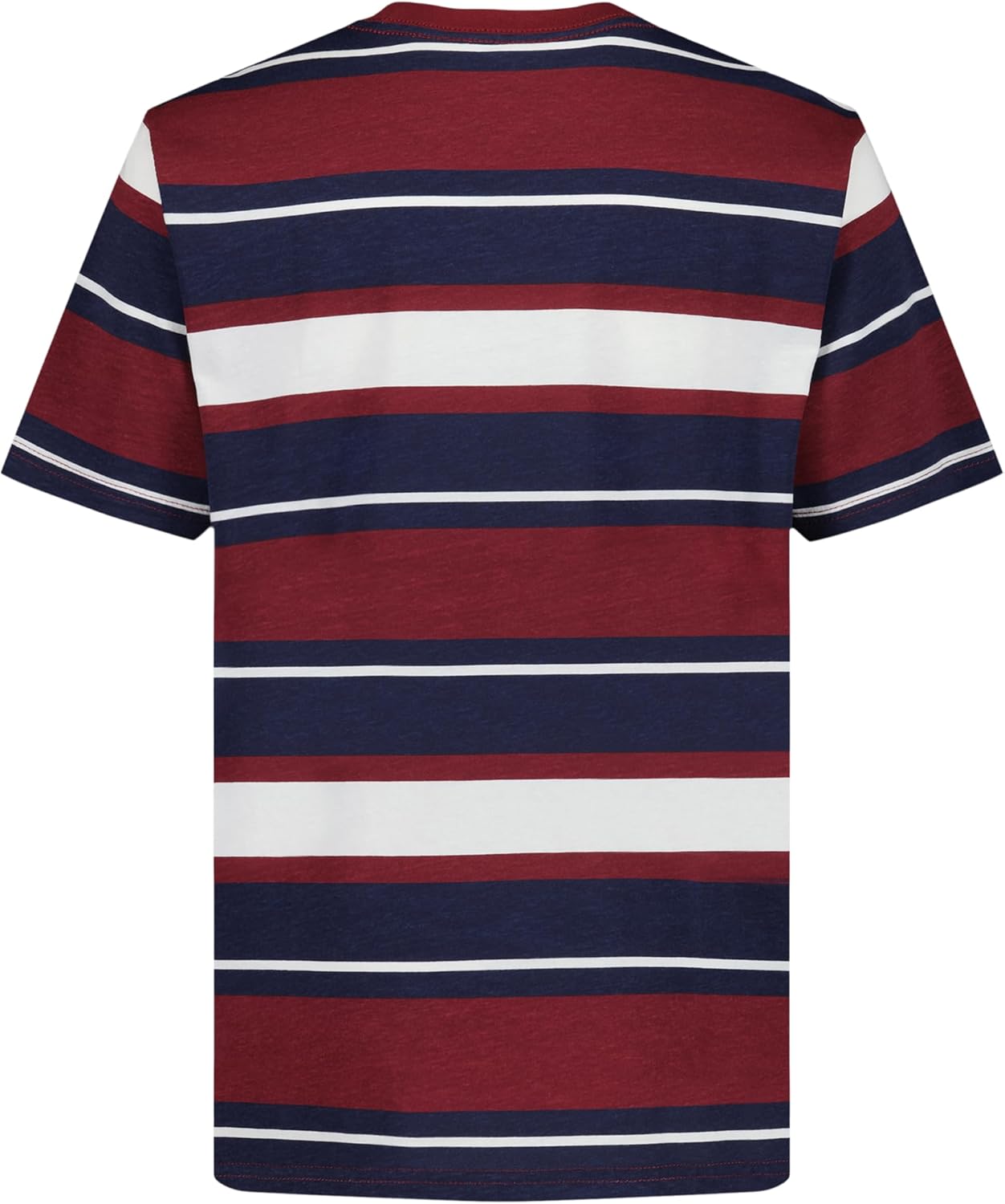 Футболка Tommy Hilfiger Boys с короткими рукавами, полосатой отделкой и круглым вырезом, мягкая, удобная, свободного кроя, Major Syrah — фото 2