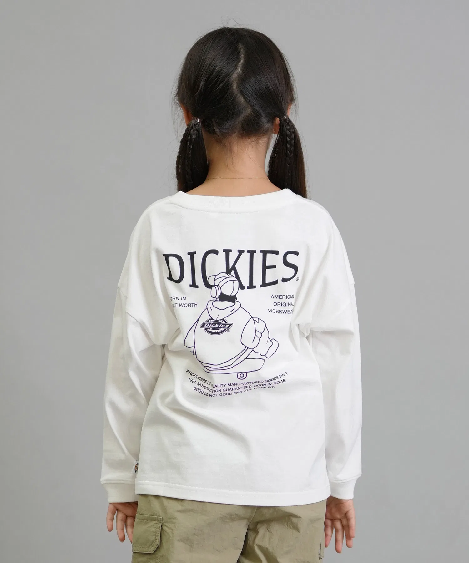 Детская футболка Dickies пигментного окрашивания с принтом, серо-синяя — фото 2