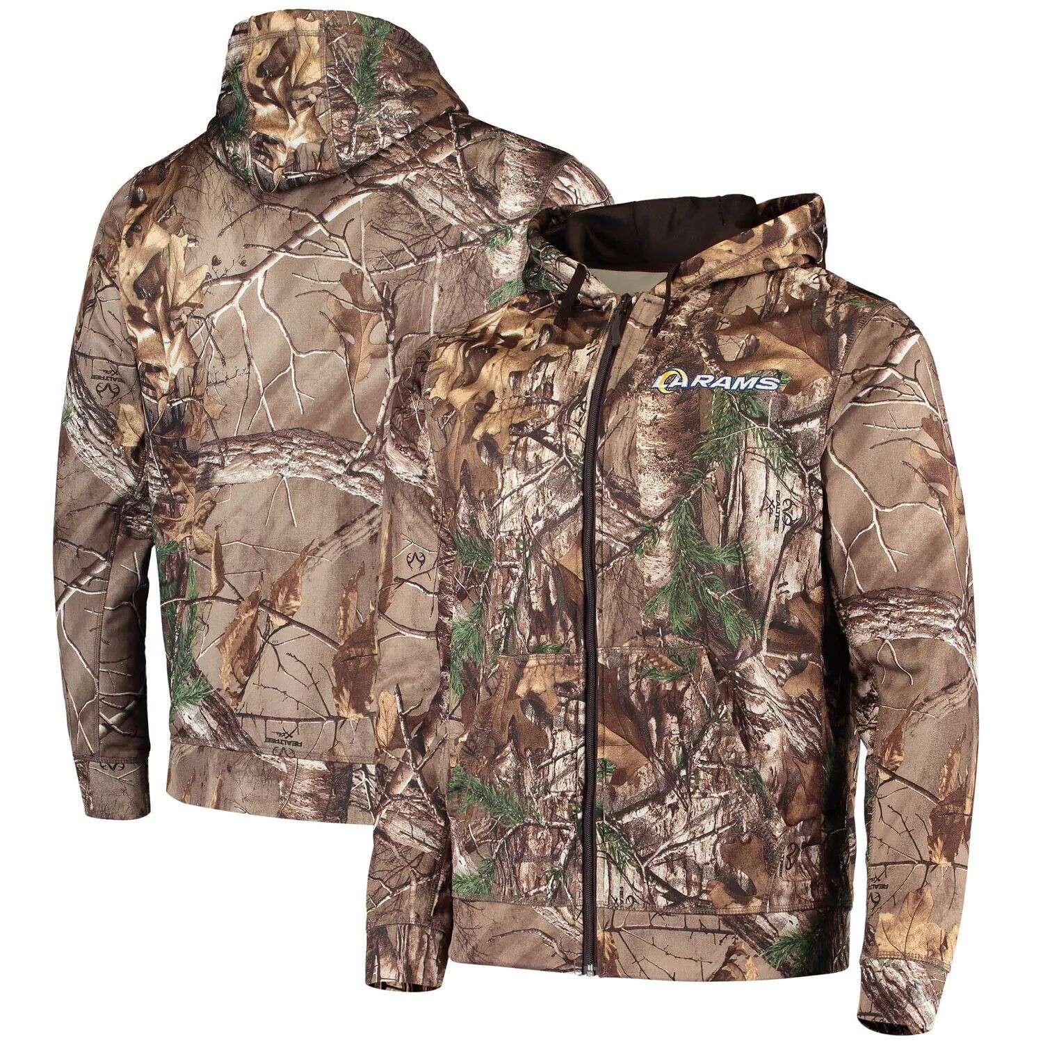 

Мужская флисовая толстовка с молнией во всю длину Dunbrooke Realtree Camo Los Angeles Rams Trophy Tech