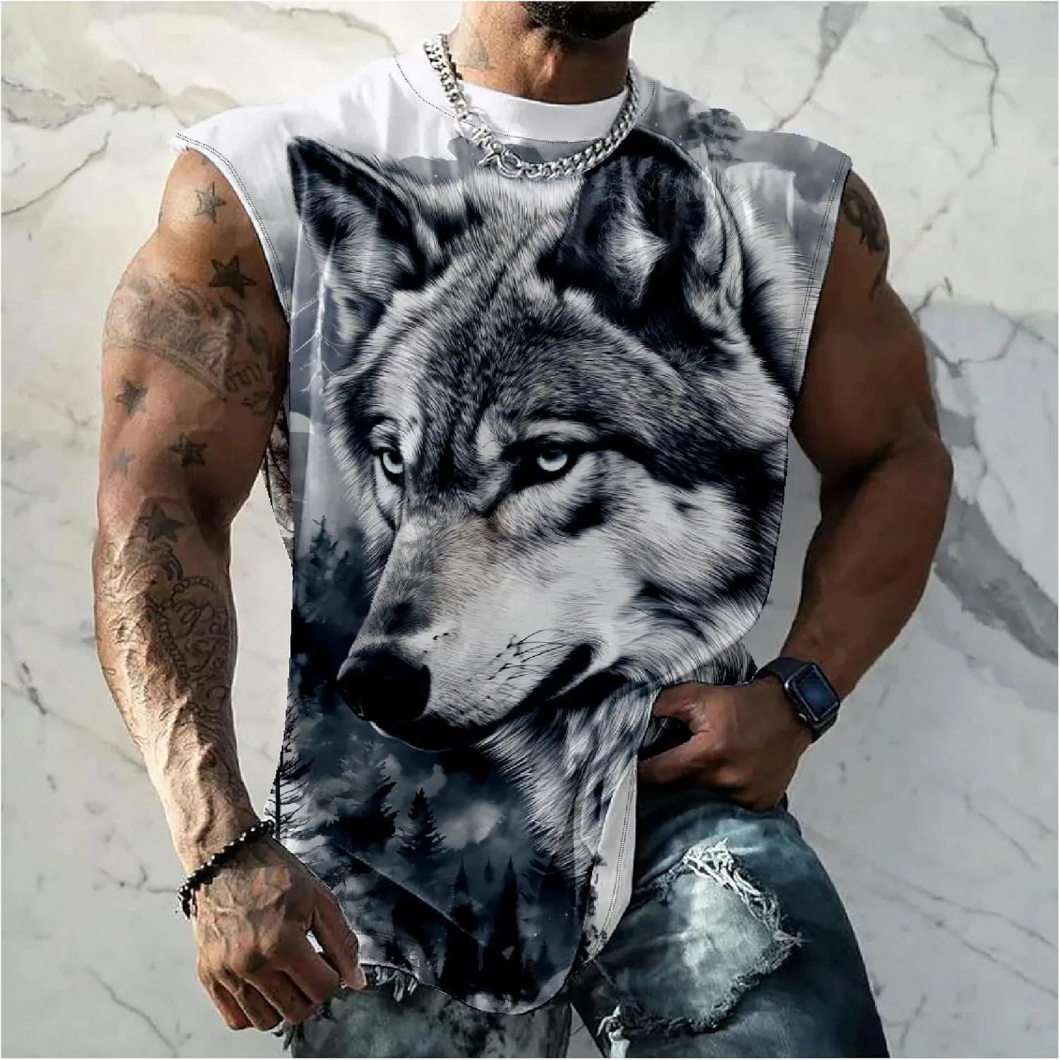 Майка с принтом Wolfhead, Wolfhead — фото 2