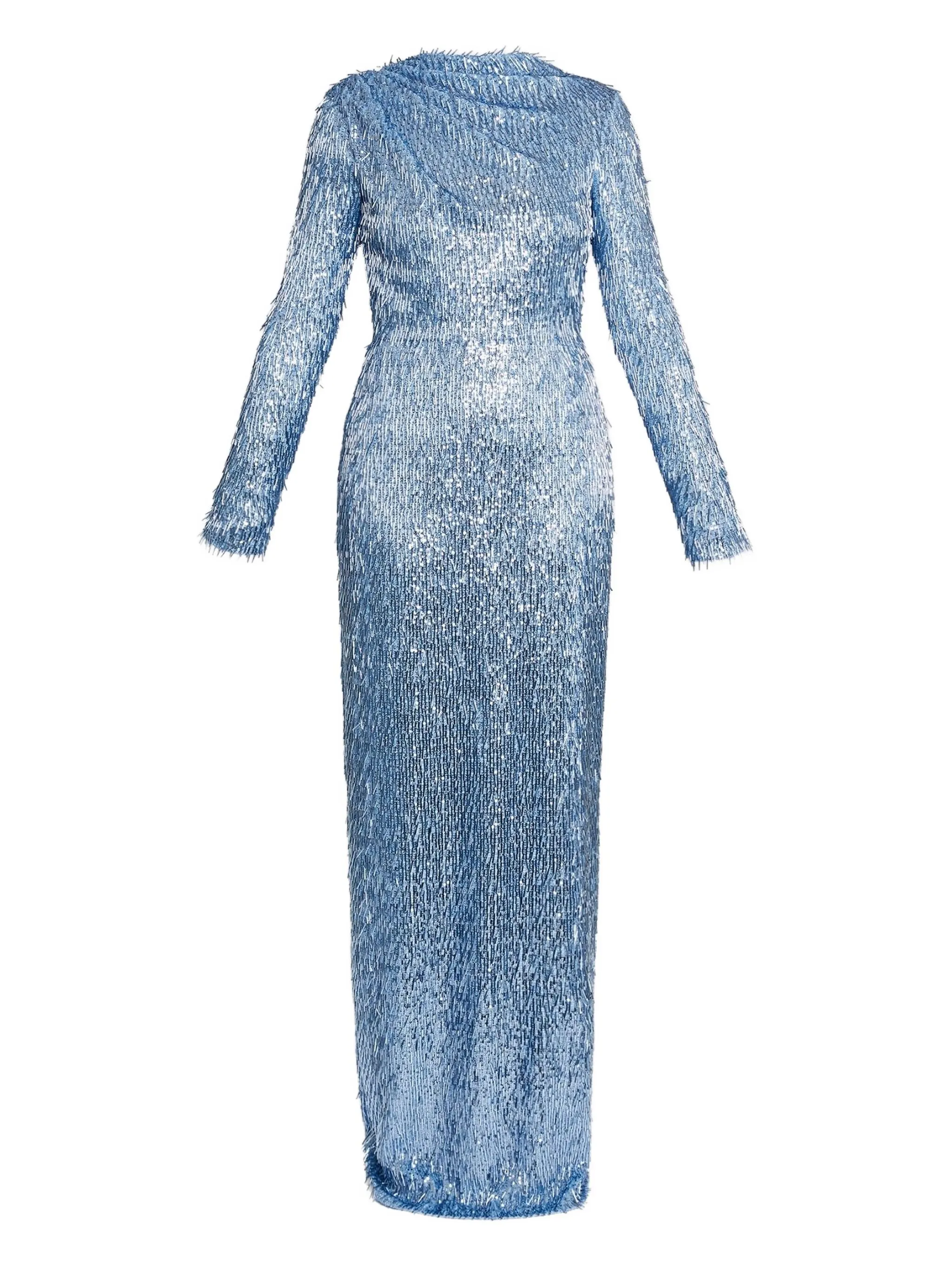 

Платье макси с длинными рукавами и пайетками Erdem, черный