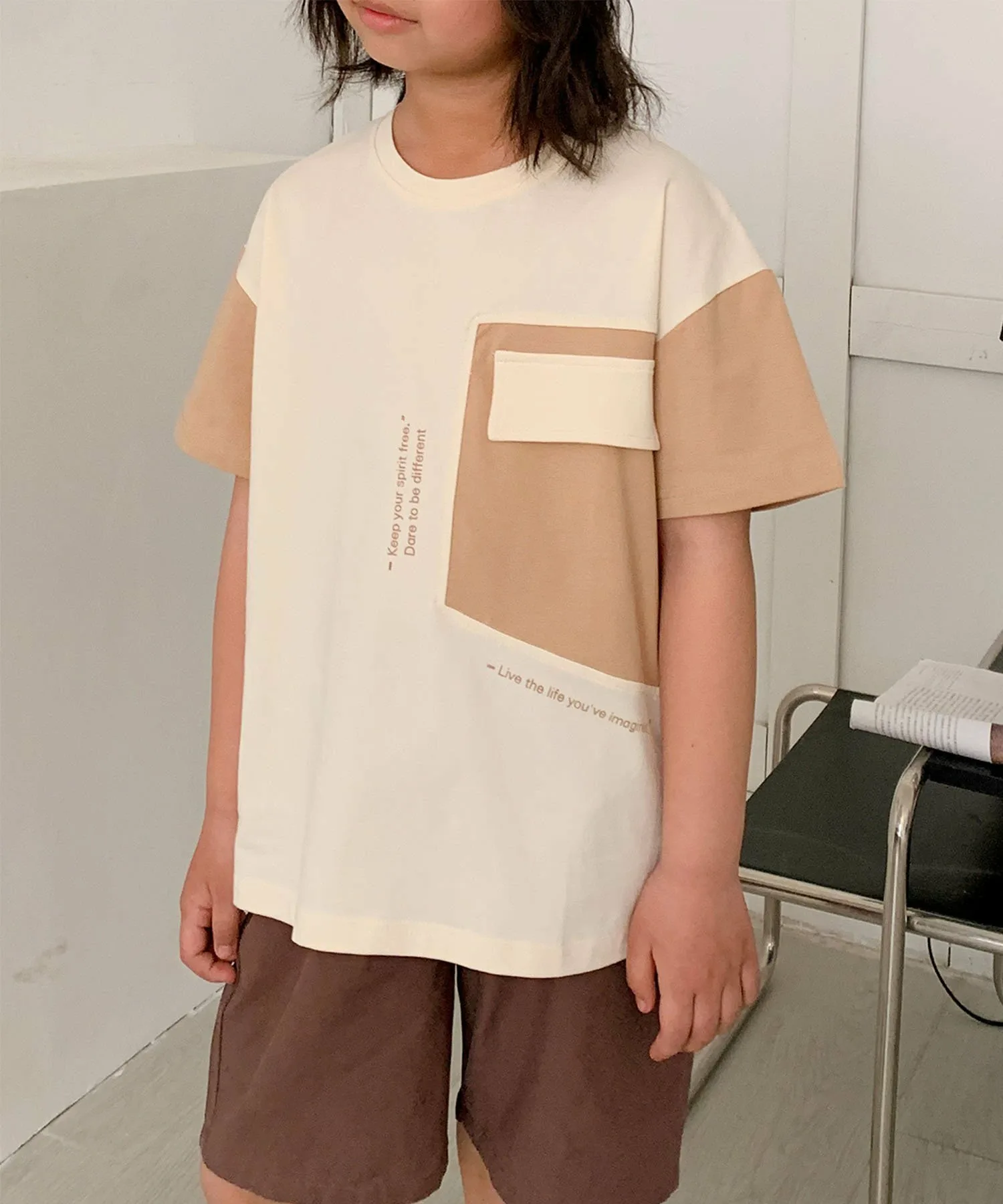Детская футболка с принтом в цветовой гамме [aimoha-KIDS-] Aimoha Kids, beige — фото 2