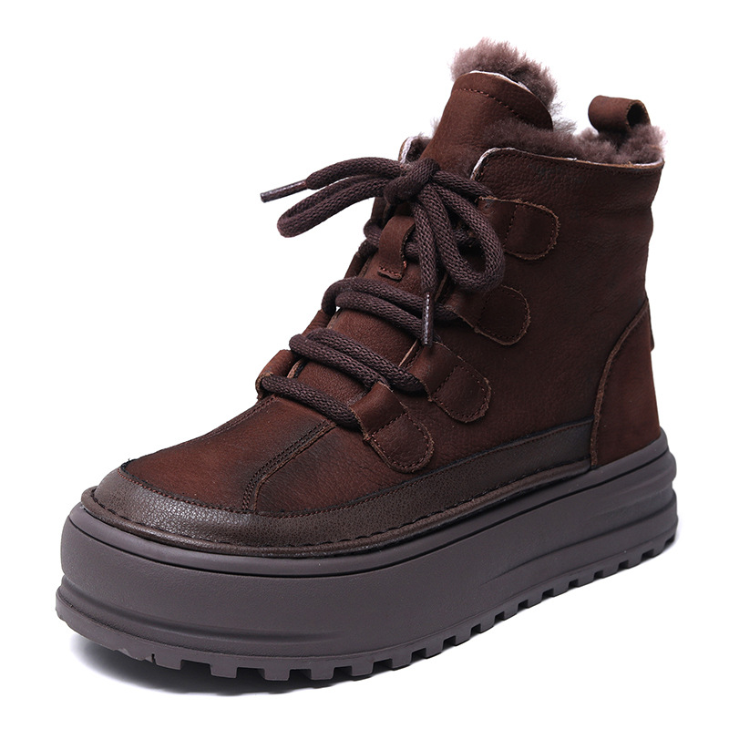 Короткие женские ботинки Martin Devanro, Brown Fleece-Lined