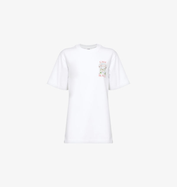 

Футболка из органического хлопка с короткими рукавами и фирменным принтом Casablanca, белый
