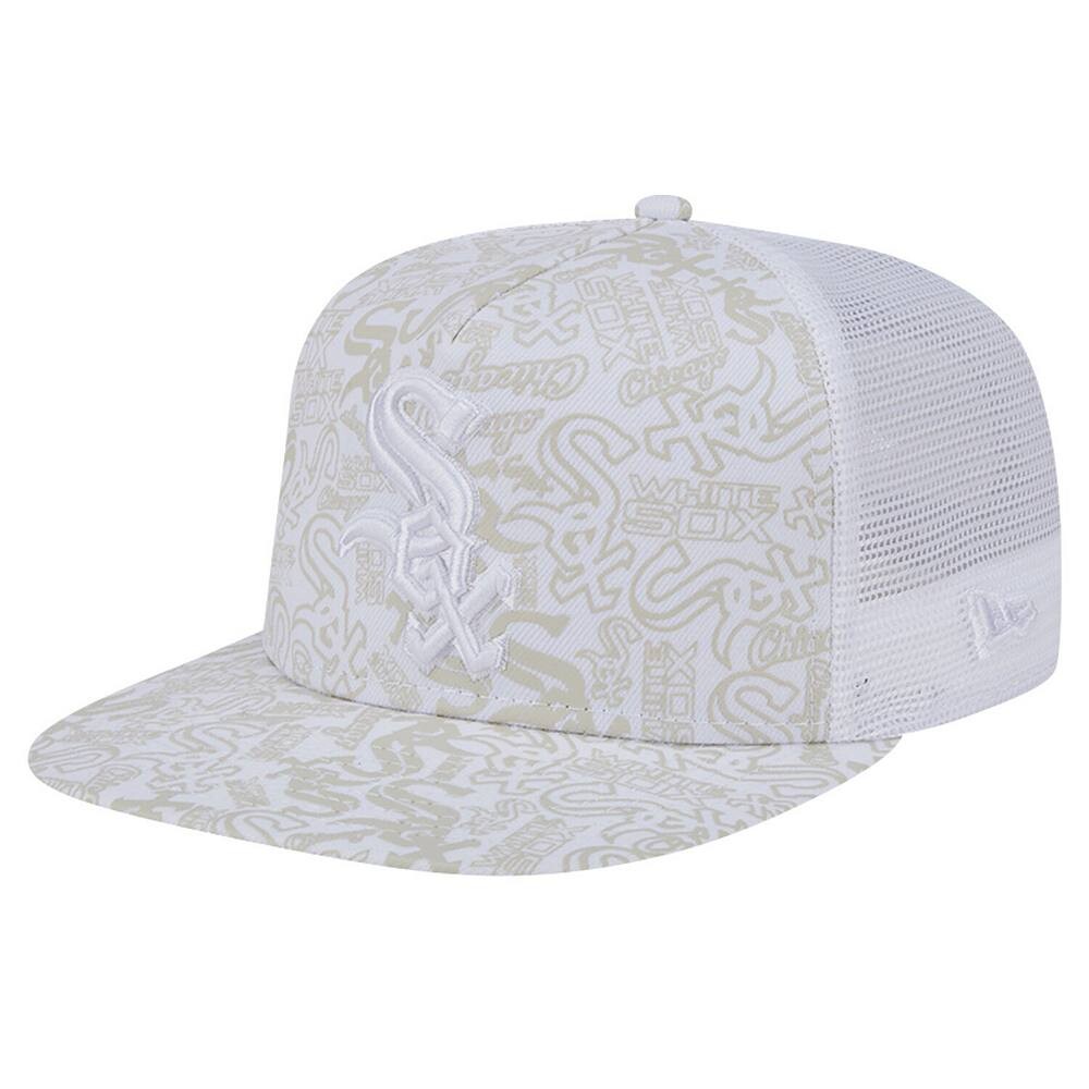 

Мужская кепка New Era White Chicago White Sox с логотипом Dunes A-Frame Trucker 9FIFTY Snapback, цвет Sox White