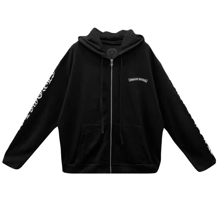 

Худи Chrome Hearts Scroll Logo Zip Up Hoodie, Black