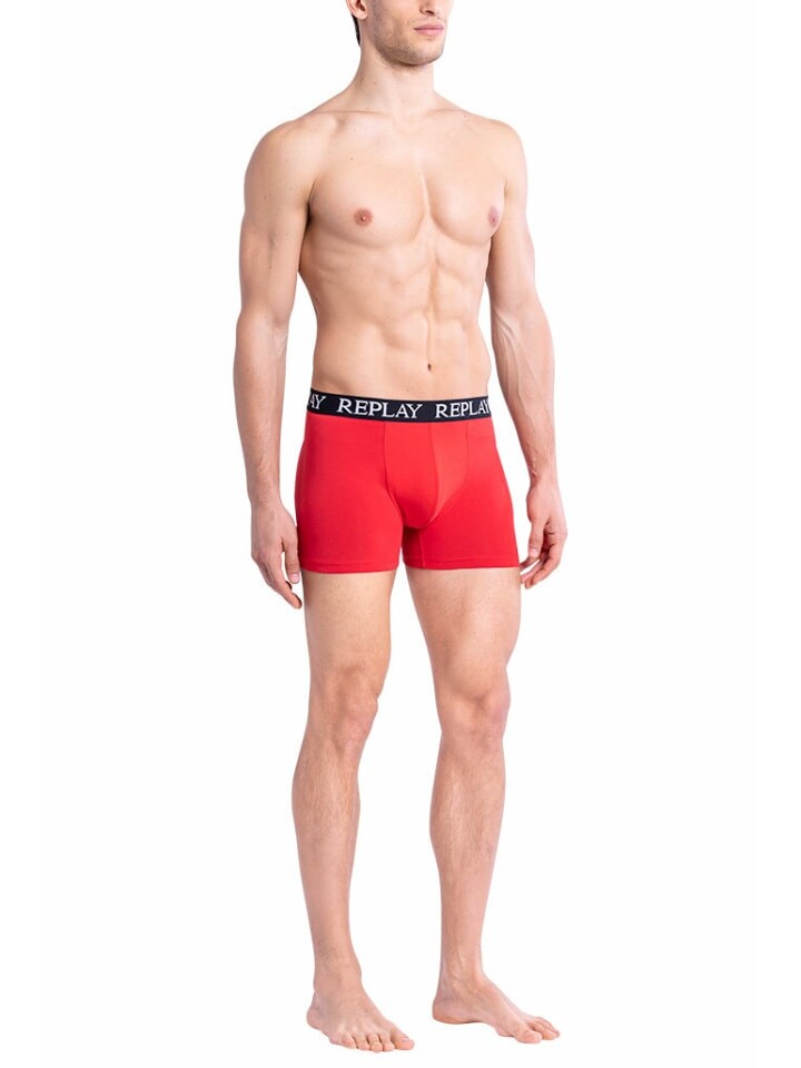

Боксеры Replay Trunk Style 01/C Basic Cuff Logo im 2er Pack, цвет red black