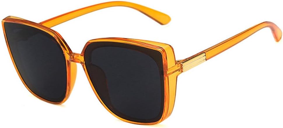 

Винтажные солнцезащитные очки «кошачий глаз» с большой оправой для женщин и мужчин, качественные ретро-очки, модные, с защитой от УФ-излучения UV400 TKKTLLT, Orange Gray