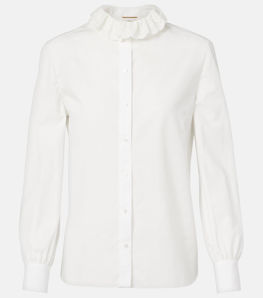 

Блузка из хлопкового поплина с кружевной отделкой Saint Laurent, Craie