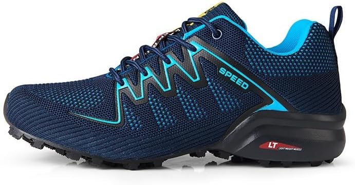 

Мужские походные кроссовки легкие для улицы - дышащие противоскользящие обувь для прогулок, тренировок, трекинга, кемпинга и повседневной носки Qacksv, синий