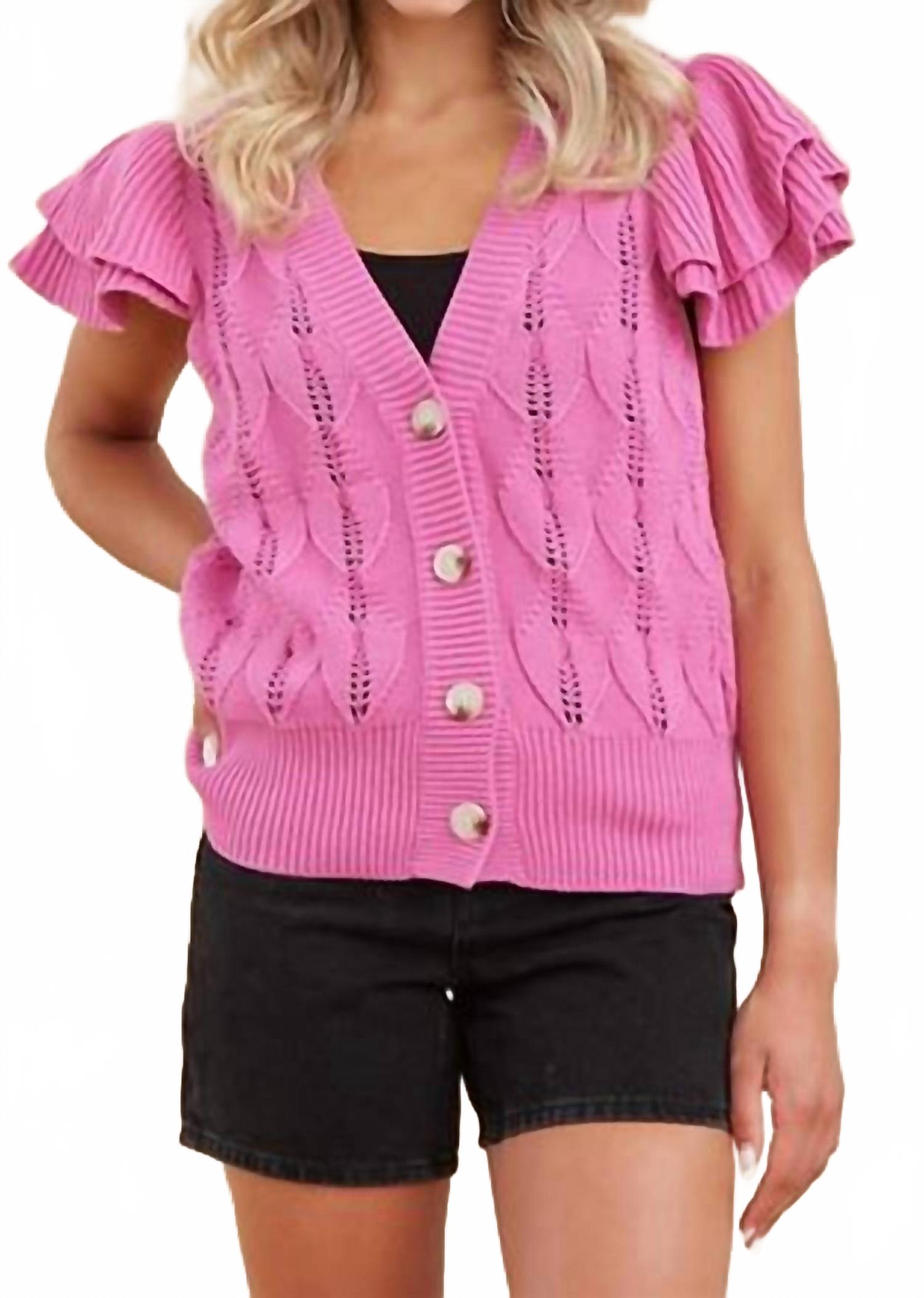 

Кардиган Halsey с вязаным полотном и оборками на рукавах в цвете Bubble Gum Jodifl, Bubble Gum