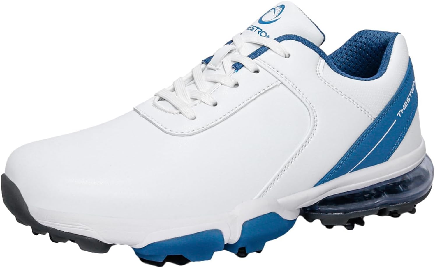 

Водонепроницаемые мужские гольф туфли из кожи с шипами, кроссовки для тренировок гольфистов, противоскользящая обувь для ходьбы, спортивные тренировочные кроссовки для гольфа Omcam, синий