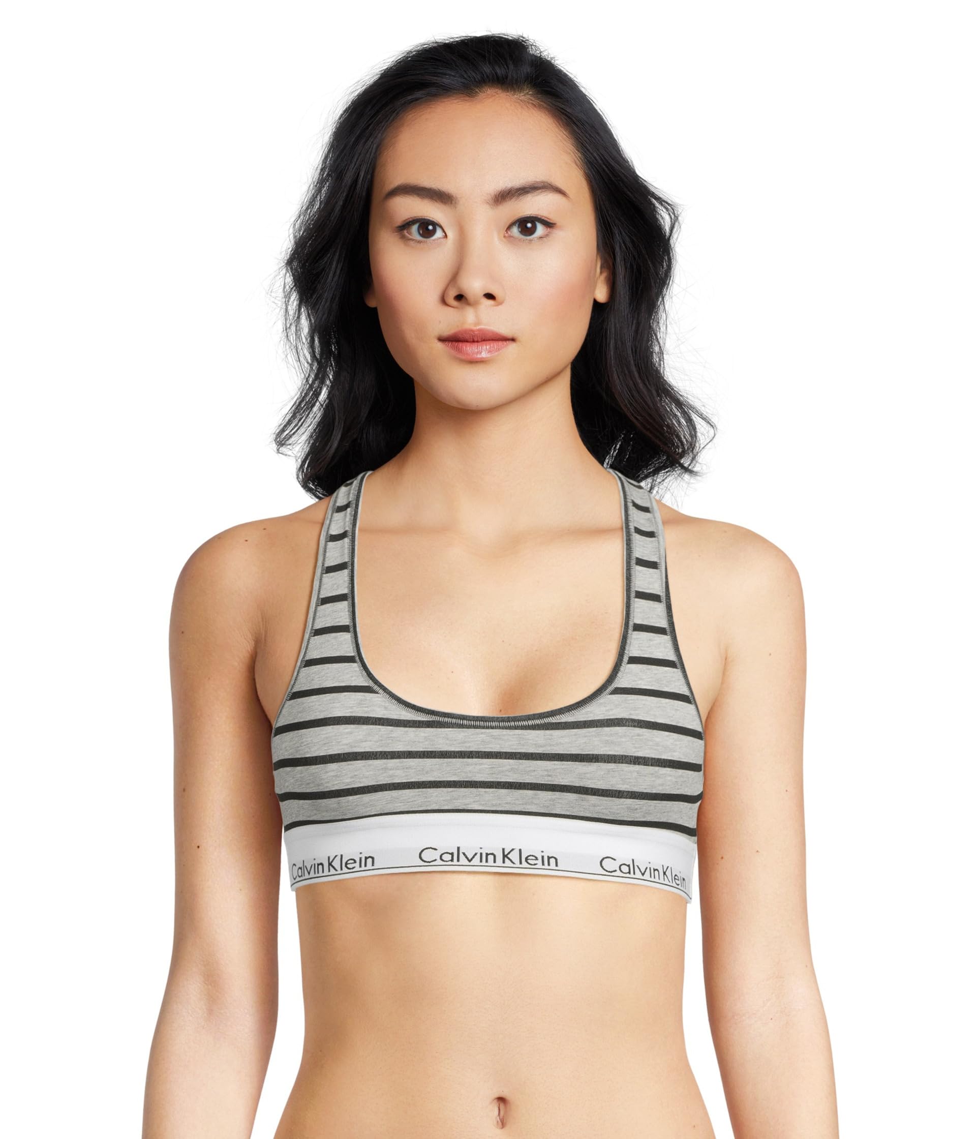

Бралетт Calvin Klein Underwear Modern Cotton Unlined Wireless Bralette, Leader Stripe+grey Heather