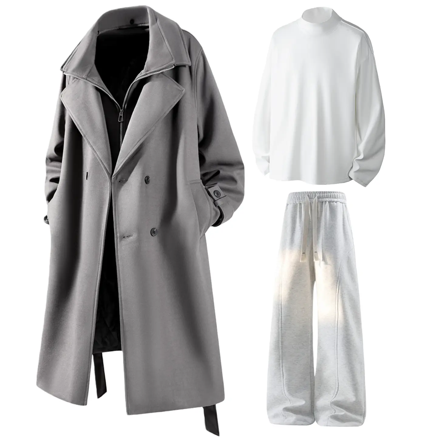 

Повседневная спортивная одежда Unisex Lapel Thin X1617, серый coat+белый base layer+белый heather серый fleece-lined pants