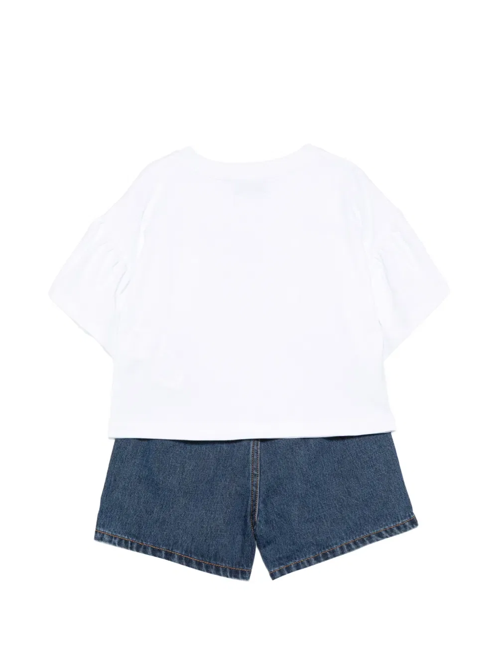 Комплект из эластичных шорт и футболки Moschino Kids, синий — фото 2