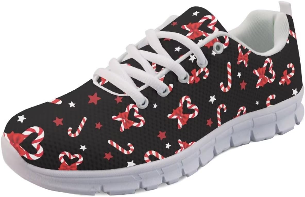 

Кроссовки Forchrinse Daisy унисекс для бега, спортивные кеды для мужчин и женщин, дышащие спортивные кроссовки, Christmas Candy Cane