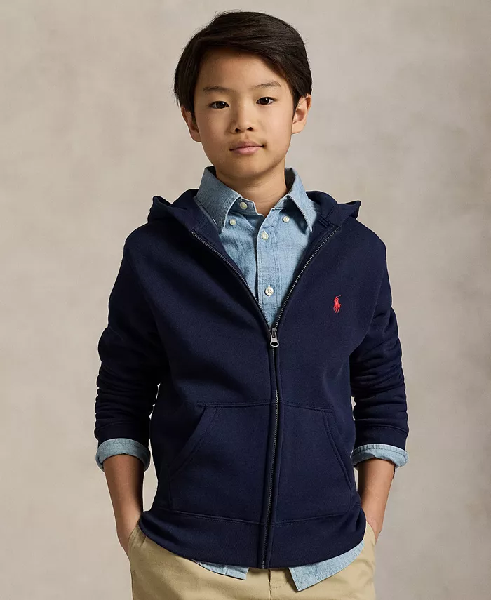 

Хлопковый флисовый худи на молнии для мальчиков Big Boys Polo Ralph Lauren, синий