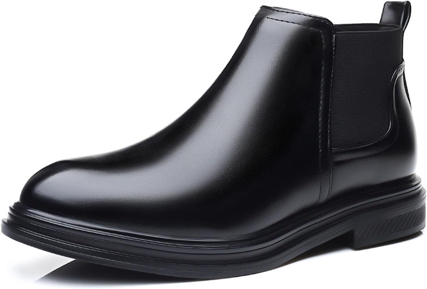 

Мужские деловые повседневные формальные ботинки Челси из натуральной кожи, классические модные эластичные ботинки Чакка до щиколотки для работы в офисе Vannida, черный