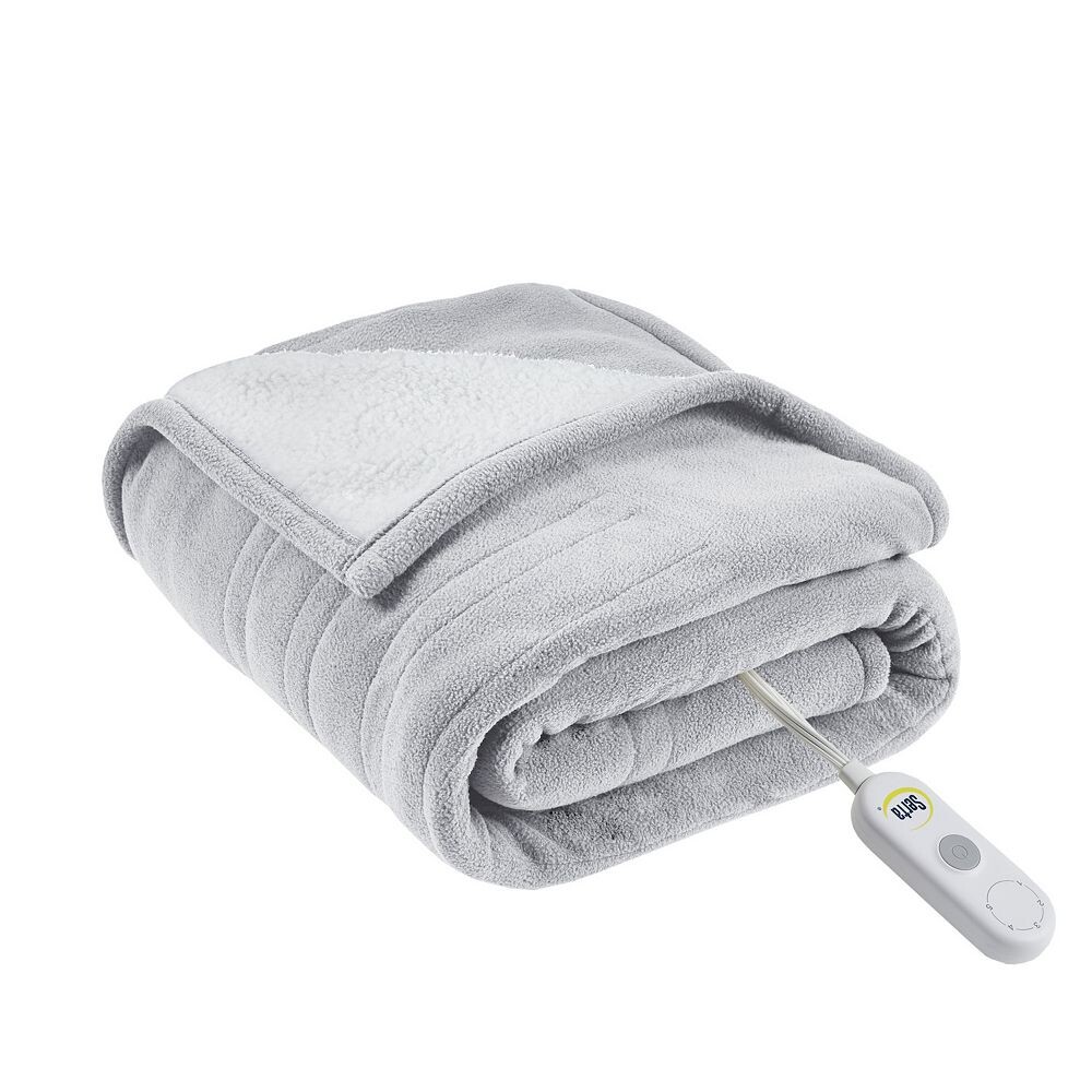 

Одеяло из флиса Serta и Sherpa с электрическим подогревом, цвет Light Gray