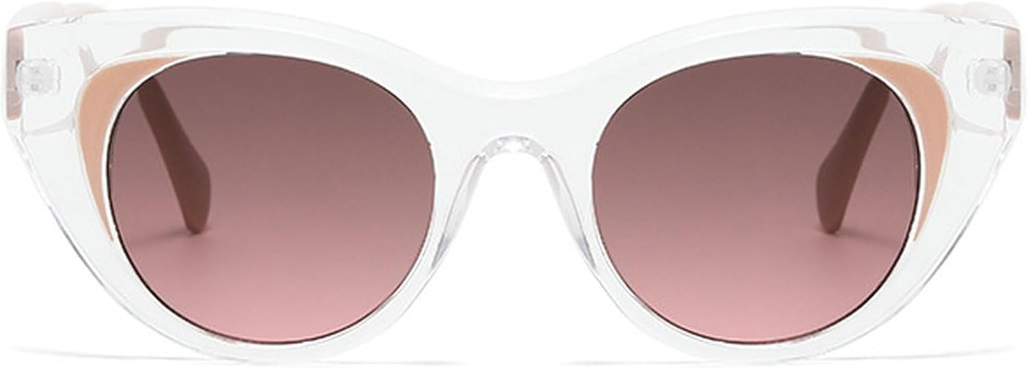 

Женские солнцезащитные очки «кошачий глаз» маленького размера, 2025 год, роскошные винтажные прозрачные черные солнцезащитные очки для женщин с защитой от УФ-излучения UV400, женские очки для вечеринок mincl, Brown Gray Pink