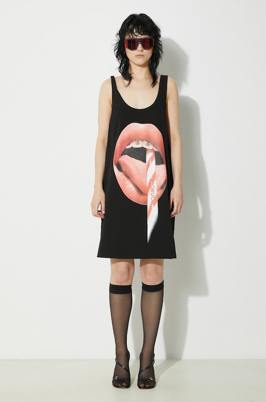 

Хлопковое платье-майка с принтом Mouth Print Fiorucci, черный