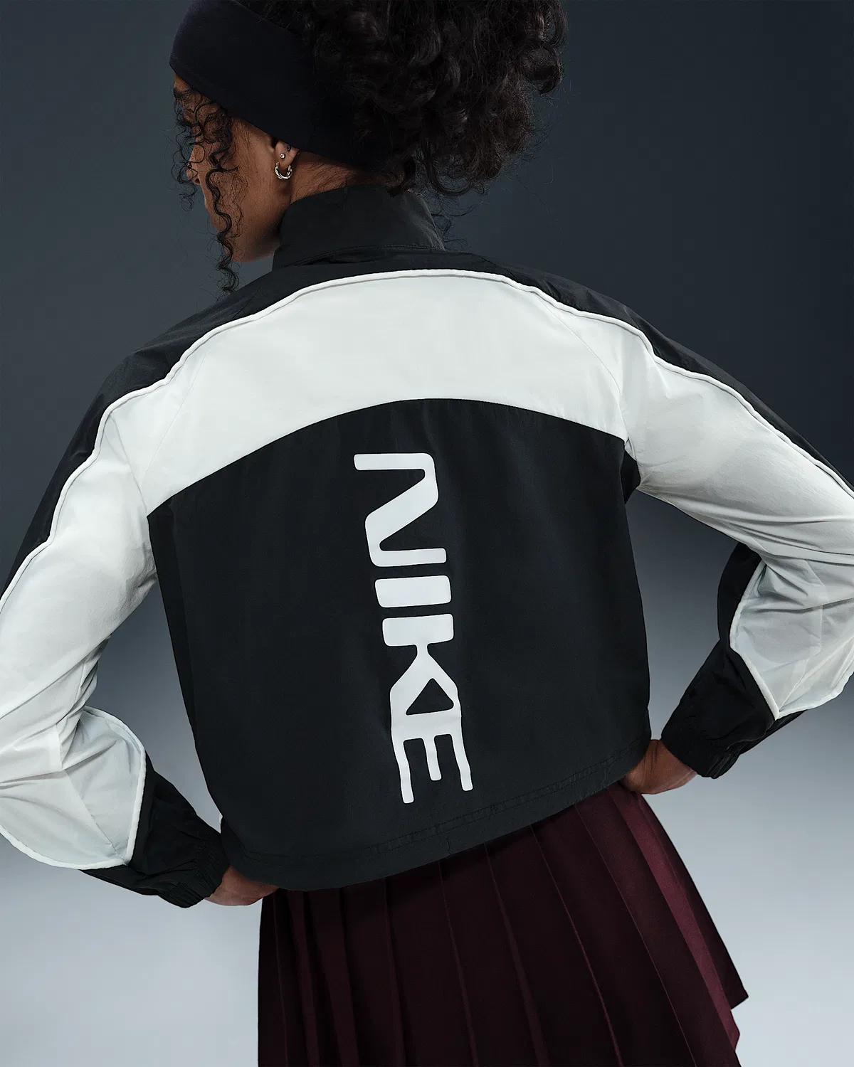 Детская куртка Nike Sportswear с четверть-застежкой, Black/White/White/White — фото 2