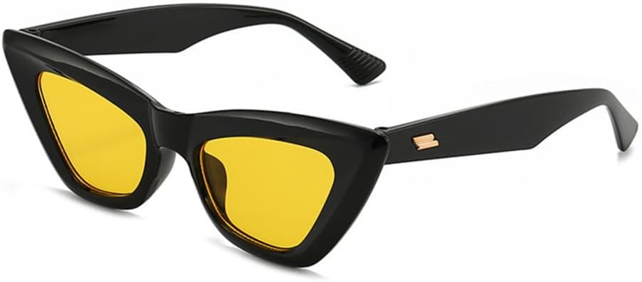 

Солнцезащитные очки «кошачий глаз» для женщин, полосатая металлическая оправа, ретро-очки, защита от УФ-излучения UV400, женские очки увеличенного размера generic, C2 Black Yellow