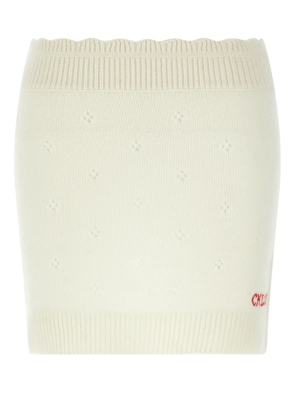 

Вязаная мини-юбка с жаккардовым логотипом Chloé, белый