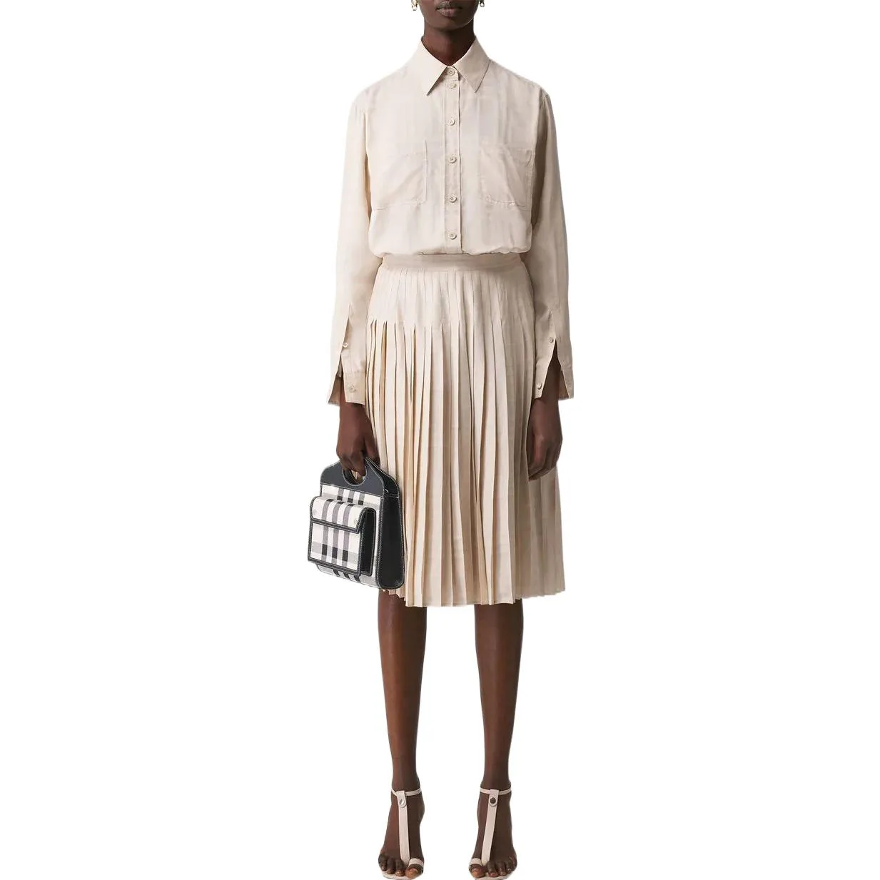 Рубашка Burberry, женская, светло-коричневый, весенне-осенняя — фото 3