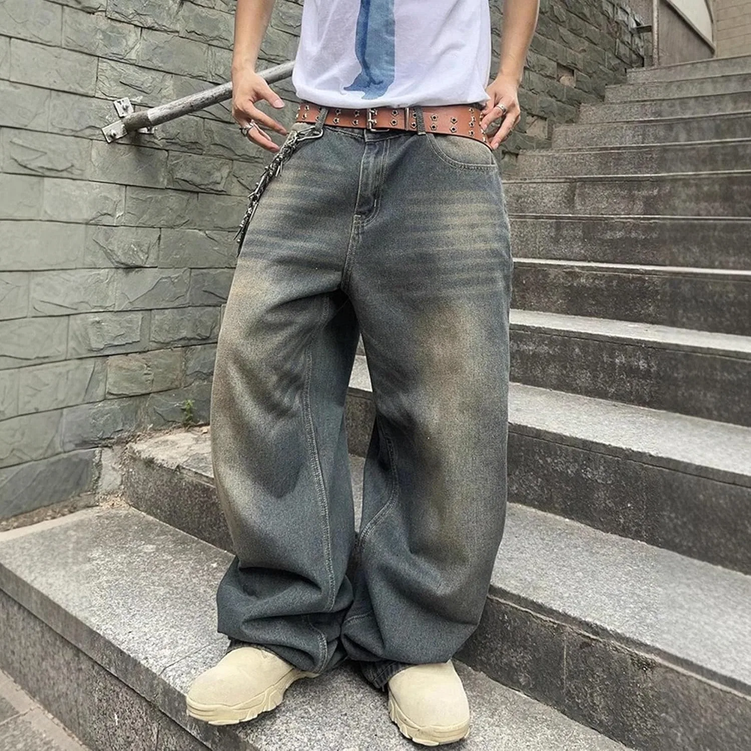 Джинсы свободные Men's Baggy Hip Hop, Blue — фото 2