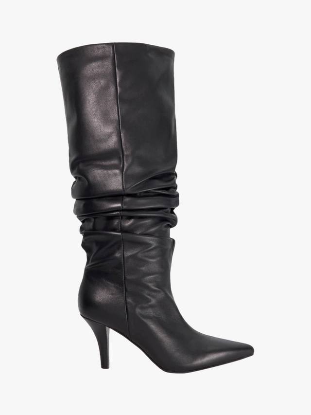 Ботинки Santi Stiletto из кожи до колена Dune London, Black